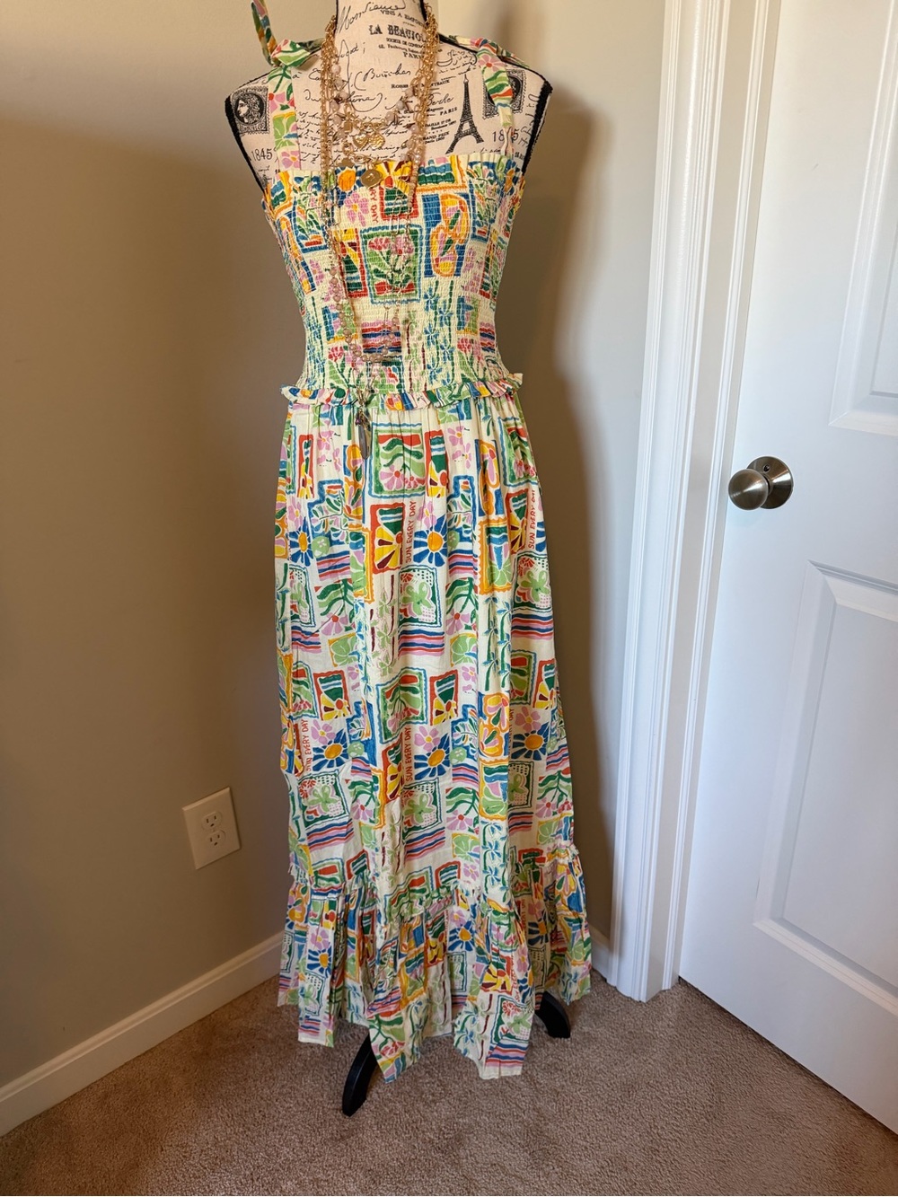 Bila Maxi Smocked Sundress in Multi Floral Print size S